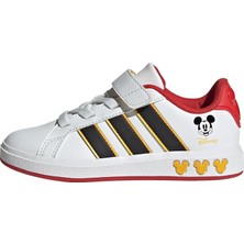 Die Grup Adidas Grand Court Mıckey El K Unisex Çocuk Ayakkabı Düşük Taban (Futbol Dışı), Ftwr White/core Black/bold Gold, 38 2/3