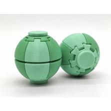 Alvera Press Küresi – 3D Baskı Dönüşen Mekanik Fidget Stres Oyuncağı-Mint-Yeşil