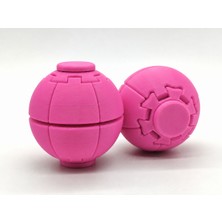 Alvera Press Küresi – 3D Baskı Dönüşen Mekanik Fidget Stres Oyuncağı-Pembe-Pembe