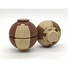 Alvera Press Küresi – 3D Baskı Dönüşen Mekanik Fidget Stres Oyuncağı-Bej-Kahverengi