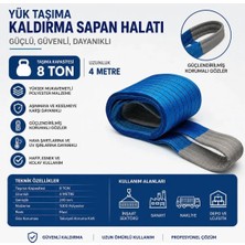 Ten Lift T84 Polyester Yük Kaldırma Taşıma Indirme Halatı 8 Ton 4 Metre Polyester Halat