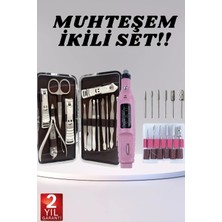 Alkasaz Elektrikli Manikür Pedikür Seti Ikili Set 12 Parça Tırnak Bakımı Törpü Protez Çıkarma