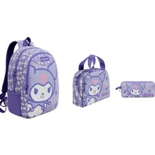 Die Grup Kuromi Okul Çantası Seti, 3 Parça, Lila