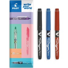 Die Grup Pilot Długopis V Sign - Ince Yazı Kalemi - Çelik Uç 2,0 mm - Çizgi Genişliği 0,6 mm - Gerekli Paket 3 Adet - Siyah, Mavi ve Kırmızı