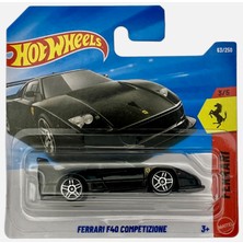 Die Grup Hot Wheels Ferrari F40 Competizione - JJJ31 - Ferrari 3/5 - Kısa Kart - Siyah - Ferrari Lisansı - Mattel 2026 (63/250) - 1:64 - Süper Spor Otomobil