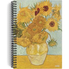 Die Grup Vincent Van Gogh/vase With 12 SUNFLOWERS,1888 | Spiralli Defter 03 | A5 | Çizgisiz | 100 Sayfa|art