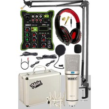 Die Grup Midex Cx1 Functional Paket-4 Stüdyo Mikrofon Ses Kartlı Mikser Kulaklık Stand