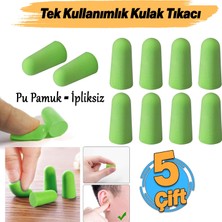 Die Grup Tek Kullanımlık Kulak Tıkacı (5 Çift) 36 Db Pu Pamuk Tıkaç Gürültü Ses Önleyici Yüzme Su Koruyucu