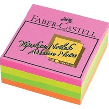 Die Grup Faber-Castell Yapışkan Notluk 75X75MM, Karışık Fosforlu Renkli Küp
