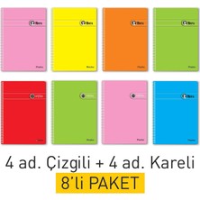 Die Grup Etika A4 Okul Defteri Spiralli 144 Sayfa Dayanıklı Pp Kapak 8'li Paket