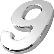 Die Grup Yapışkanlı Kapı Numarası Küçük Boy 50 mm 5 cm Numara 9 Rakam Dokuz Sayı Krom Renk Numaralar 1 Adet