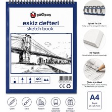 Die Grup Gürpaş A4 Spiralli Eskiz Defteri, 40 Yaprak, Kurşun Kalem ve Karakalem Için, Öğrenci, Tasarımcı ve Profesyonel Kullanım
