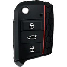 Die Grup Autohan Keys Volkswagen Golf 7, Polo, Tiguan, Seat, Skoda Için Siyah Silikon Anahtar Koruma Kılıfı, Petek Desenli
