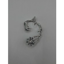 AG23 Tasarım Taşlı Örümcek Sol Kulak Rave Techno Tekno Earcuff Küpe