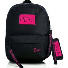Die Grup Louisiana Polo Laptop Bölmeli Okul Çantası Hey!!! Siyah Pembe 1525