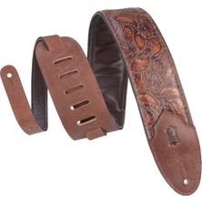 Die Grup Levy's Leathers Sundance 7,62 cm Genişliğinde Kabartmalı Deri Gitar Kayışı; Western Serisi - Geramium Viski (M4WP-006)