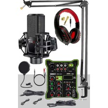 Die Grup Midex MX-2020 Functional Paket-2 Stüdyo Mikrofon Ses Kartlı Mikser Kulaklık Stand