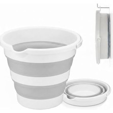 Esranın Dünyası Coverest 12 Litre Katlanabilir Kova – Akordiyon Tasarımlı Katlanır Temizlik ve Araç Yıkama Kovası, Gri Renk, Bebek Yıkama ve Ev Içi Kullanıma Uygun Portatif Kova Su Kovası