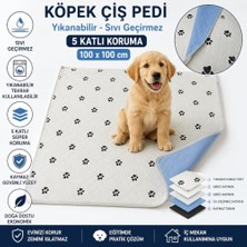 Esranın Dünyası Yıkanabilir Köpek Çiş Pedi 100X100 cm 5 Katlı Sıvı Geçirmez Köpek Eğitim ve Tuvalet Pedi