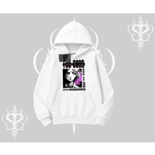 Tarzsokak Kapşonlu Sweatshirt Too Good Anime Girl Grafik Baskılı, Beyaz, S