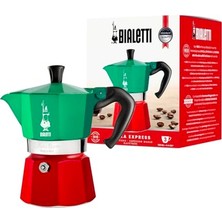 Esranın Dünyası Bialetti - Moka Express Italia: 3 Cups Ocak Üstü Espresso Pişirici - 130ML - Karma Renk - Alüminyum Gövde - Patentli Güvenlik Valfi - Tüm Ocak Türleri Için Uygundur (Indüksiyon Hariç)          [enerji