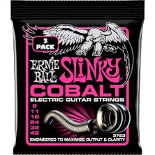 Esranın Dünyası Ernie Ball Süper Slinky Kobalt Elektro Gitar Telleri 3'lü Paket, Ölçü 9-42