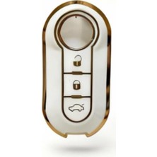 Esranın Dünyası Autohan Keys Klasik Beyaz Altın Nano Anahtar Kılıfı, 3 Tuşlu, Doblo Ducato 500 Lancia Modelleri Için, Koruyucu Kılıf