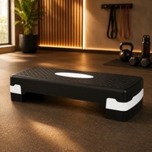 Esranın Dünyası 2 Kademeli Ayarlanabilir Step Tahtası, Kaymaz Yüzeyli Aerobik Fitness Kardiyo Egzersiz Platformu, Siyah Beyaz Ev Spor Stepper Tahtası, 10-14 cm Yükseklik