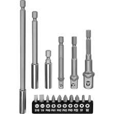 Esranın Dünyası 16 Parça Mıknatıslı Bits Uç Adaptör Seti 1/4 1/2 3/8 1/4 Yıldız Düz Uçlar S1 S2 Ph Uç Matkap Uyumlu