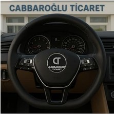 Esranın Dünyası Sportif Dikmeli Düz Deri Direksiyon Kılıfı Siyah Dikişli + Iğne + Ip