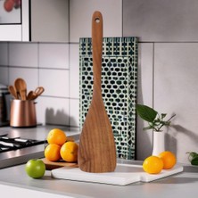 Deconox Doğal Akasya Ağacından El Oyması Servis Spatulası 32CM | Antibakteriyel, Dayanıklı ve Çevre