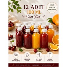 Sarcan Saracan 12 Adet 100ML Kilitli Siyah Kapaklı Şefaf Detox Şişesi