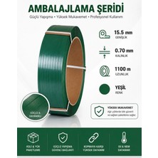 Tanget Polyester Yeşil Çember 15,5 mm x 0,70 mm 1100 Metre Ambalaj Şeridi