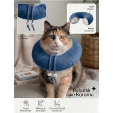 Esranın Dünyası Elizabeth Yakalık Yumuşak Ayarlanabilir Kedi Köpek Koruyucu Boyunluk, Mavi, M Beden