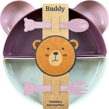 Tucklebery Buddy Mama Tabağı Seti, 1 Ayıcık Tabak 4 Kase Çatal-Kaşık, Bebek ve Çocuklar Için Yemek T