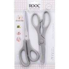 Rooc Premium Serisi Ergonomik Saplı Çelik Gıdaya Temasa Uygun 2'li Mutfak Makası, Gri