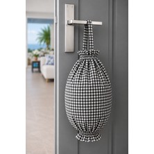 Yuvol Pötikareli Siyah Beyaz Kumaş Poşetlik 50X35 cm Poşet Organizeri, Mutfak Poşet Düzenleyici