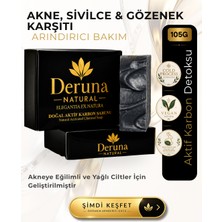 Deruna Natural Aktif Karbon Sabunu | Sivilce, Siyah Nokta & Gözenek Karşıtı Detoks Bakım | Soğuk Proses | 105G.