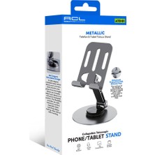 Acl Atd-01 360 Derece Dönebilen Metalik Telefon ve Tablet Masaüstü Standı – Katlanabilir ve Kaymaz Tabanlı