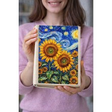 hg home&game Van Gogh Ayçiçeği Desenli Bez Kitap Kılıfı – Baskılı Kumaş Kitap Kabı, Kitap Koruyucu
