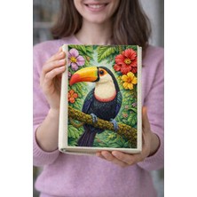 hg home&game Tukan Kuşu Desenli Bez Kitap Kılıfı – Sanatsal Baskılı Kumaş Kitap Kabı, Kitap Koruyucu Kılıf 9