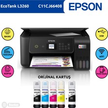 Epson L3260 Wi-Fi Renkli Çok Fonksiyonlu Tanklı Yazıcı, Tarayıcı, Fotokopi, Ecotank Sistemi