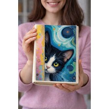 hg home&game Kedi Desenli Bez Kitap Kılıfı – Sanatsal Baskılı Kumaş Kitap Kabı, Kitap Koruyucu Kılıf
