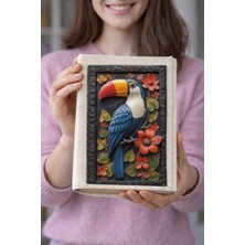hg home&game Tukan Kuşu Desenli Bez Kitap Kılıfı – Sanatsal Baskılı Kumaş Kitap Kabı, Kitap Koruyucu Kılıf 10