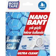 Boss Tape Tarafli Nano Bant, 19 mm x 3 mt Boyut, Seffaf Çift