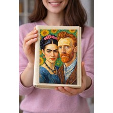 hg home&game Frida ve Vincent Van Gogh Desenli Bez Kitap Kılıfı – Baskılı Kumaş Kitap Kabı, Kitap Koruyucu