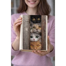 hg home&game Kedi Desenli Bez Kitap Kılıfı – Baskılı Kumaş Kitap Kabı, Kitap Koruyucu Model6