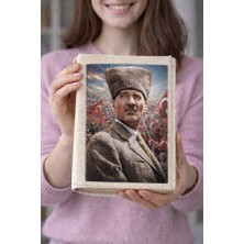 hg home&game Atatürk Desenli Bez Kitap Kılıfı – Sanatsal Baskılı Kumaş Kitap Kabı, Kitap Koruyucu Kılıf 12