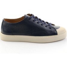 Bambi Lacivert Hakiki Deri Erkek Sneaker E01549003440