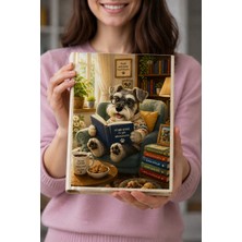 hg home&game Kitap Okuyan Köpek Temalı Bez Kitap Kılıfı – Baskılı Kumaş Kitap Kabı, Kitap Koruyucu - Kitap Sever Hediyelik